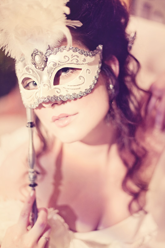 A photo of a masquerade bride from a san francisco wedding show