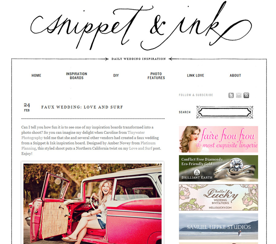 surf wedding featured on snippet and ink