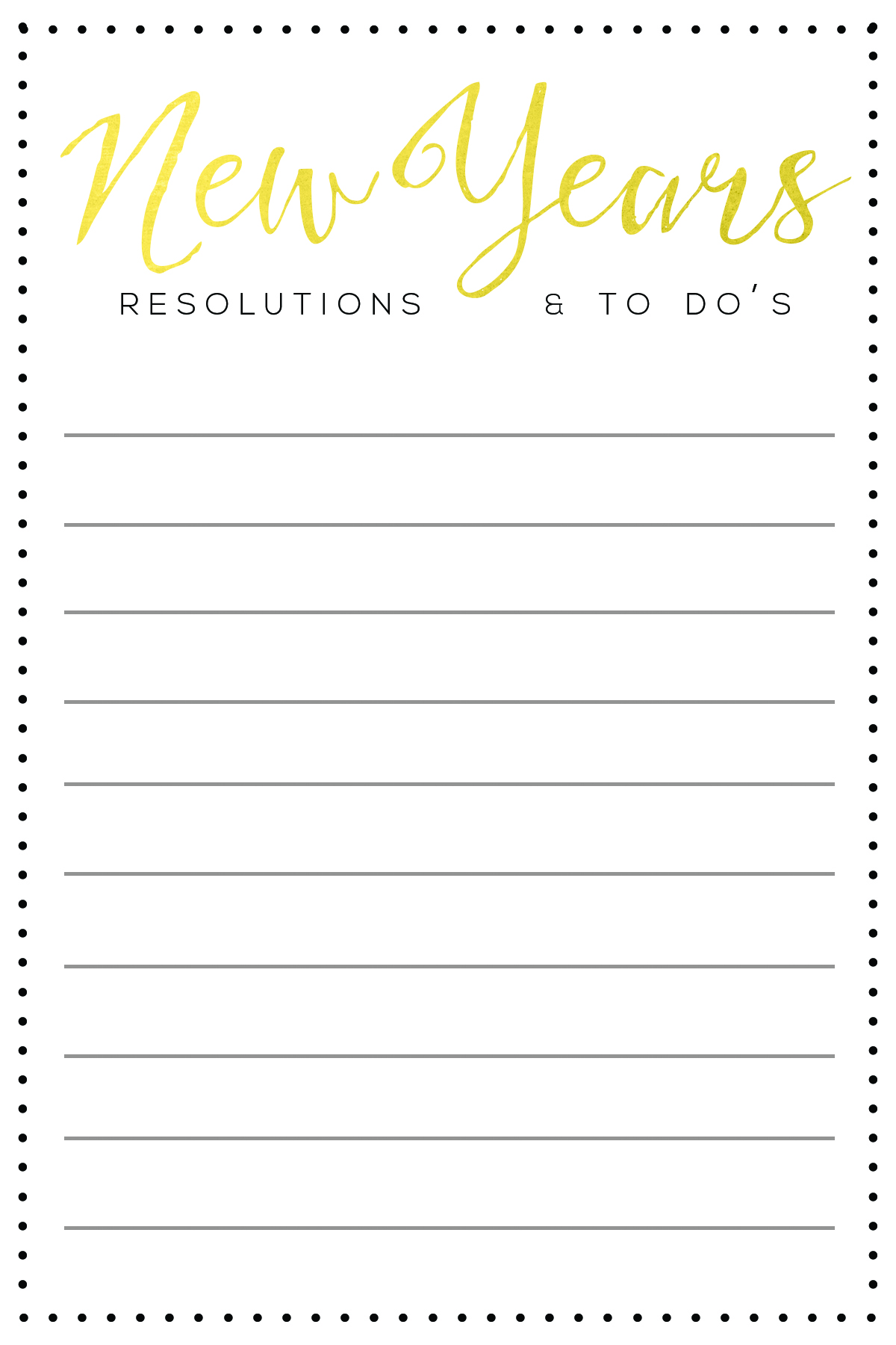 Printable New Year Resolution Template