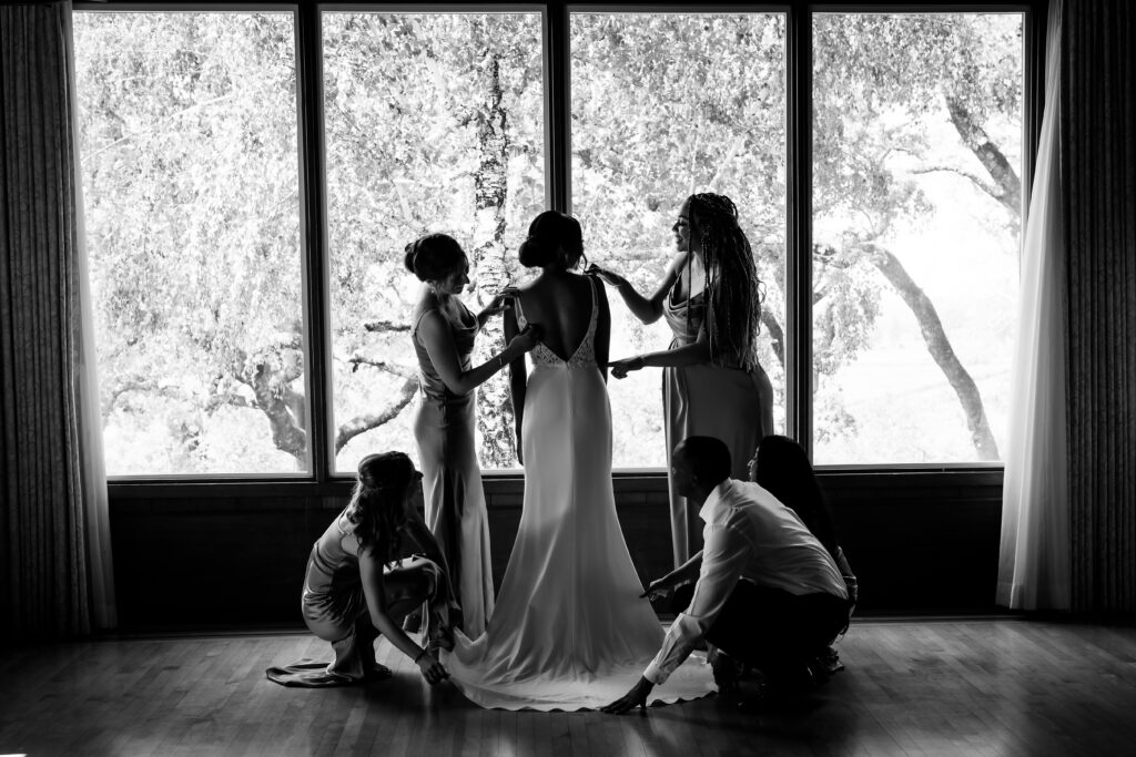 Sacramento wedding photographer capturing the intimate moments of the bride getting ready 