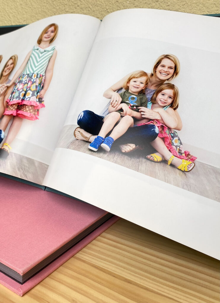 Luxury photo album featuring motherhood portraits